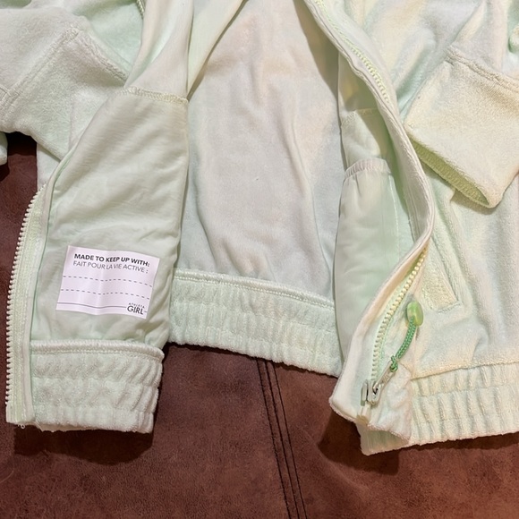 Athleta girl Terry warm up jacket XL size 14 citrine green surf & sand - Picture 3 of 7